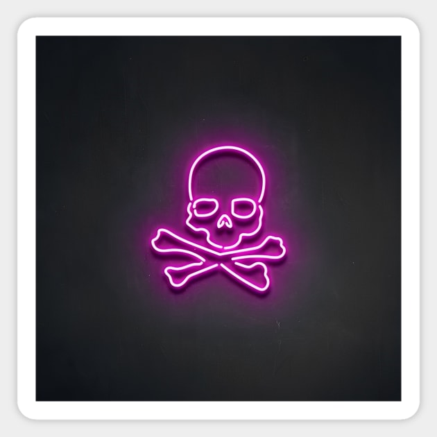 Neon Skull and Bones Sticker by ermeteke